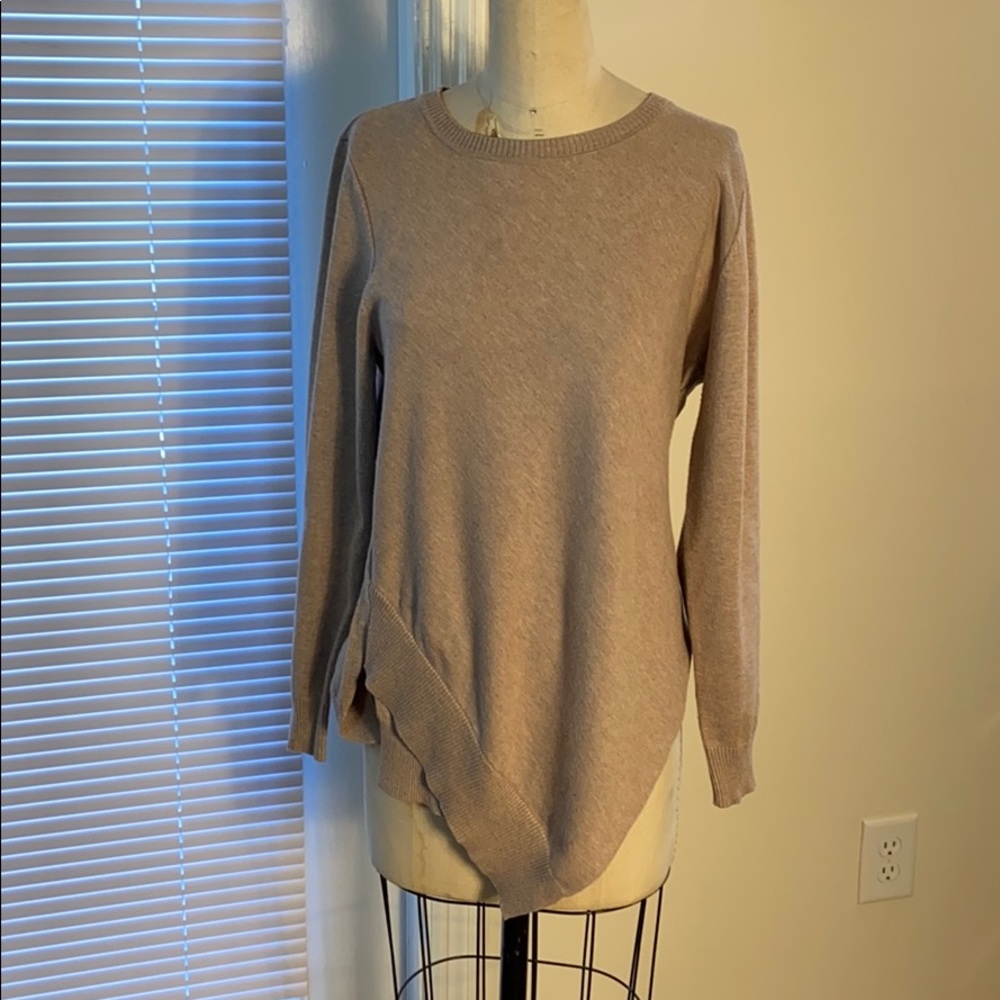 Soft, Heathered Oatmeal, Asymmetrical Hem Sweater